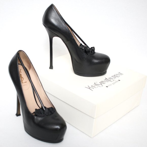 Yves Saint Laurent Shoes - YSL Yves Saint Laurent Black Tribtoo 105 Pumps Sz 39
